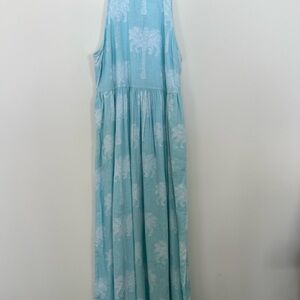 NWT Crown & Ivy Linen Blend Midi Dress Aqua Palm  Sz 6 With Pockets